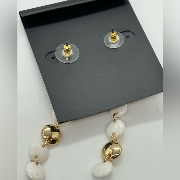 INC Drop Down Stone with Embedded Crystal Dangling Earrings in Gold Tone 3in - Picture 10 of 10